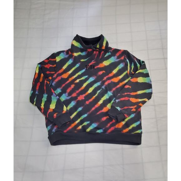 Victorias Secret Sz M PINK Sweatshirt Womens Rainbow Dye Cowl Neck Sherpa Ca13 - Picture 2 of 8